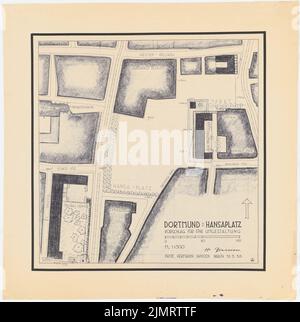 Jansen Hermann (1869-1945), piano di sviluppo di Dortmund (12.05.1938): Hansaplatz, piano del sito 1: 500. Rottura leggera su carta, 81,6 x 81,1 cm (compresi i bordi di scansione) Jansen Hermann (1869-1945): Bebauungsplan Dortmund Foto Stock