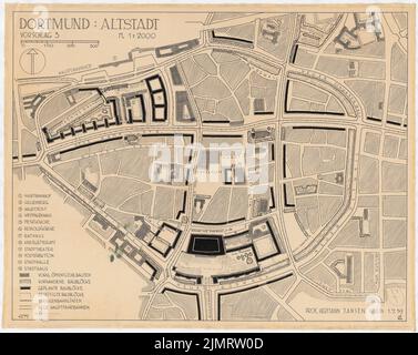 Jansen Hermann (1869-1945), piano di sviluppo di Dortmund (01.07.1939): Altstadt, piano del sito 1: 2000. Inchiostro su trasparente, 64,4 x 80,9 cm (compresi i bordi di scansione) Jansen Hermann (1869-1945): Bebauungsplan Dortmund Foto Stock