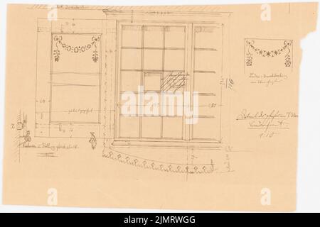 Blunck Erich (1872-1950), casa singola a Berlino-Nikolassee (1904-1904): (Dall'Inv.No. 43243) dettaglio 1:10: Risuscitare una finestra con un negozio al piano superiore. Matita su carta, 24,1 x 36,1 cm (compresi i bordi di scansione) Blunck Erich (1872-1950): Einfamilienwohnhaus, Berlin-Nikolassee Foto Stock