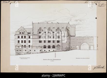 Blunck Erich (1872-1950), casa multifamiliare a Burgtor a Lübeck. Con birreria ristorante, birreria all'aperto, bowling ecc. (1905): (Ridotto da 43270) Nordfart 1: 100. Foto su carta, inchiostro, 24,4 x 35,7 cm (compresi i bordi di scansione) Blunck Erich (1872-1950): Mehrfamilienwohnhaus am Burgtor, Lübeck. Mit Bierlokal, Biergarten, Kegelbahn ecc. Foto Stock