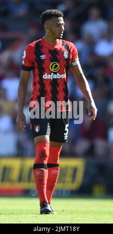 6th agosto 2022; Vitality Stadium, Boscombe, Dorset, Inghilterra: Premiership football, AFC Bournemouth contro Aston Villa: Lloyd Kelly di Bournemouth Foto Stock