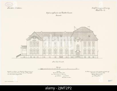 Architetto sconosciuto, Kadettenhaus della Garrison Potsdam. Edifici supplementari (01/30/1909): Lazarett: RISS Südwest view 1: 100. Litografia su cartone, 50,7 x 69,1 cm (compresi i bordi di scansione) N. : Kadettenhaus der Garnison Potsdam. Ergänzungsbauten Foto Stock