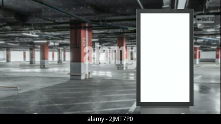 Digital media bianco schermo bianco pannello moderno, cartello per la progettazione di annunci pubblicitari in aereo, galleria. Beffa Foto Stock