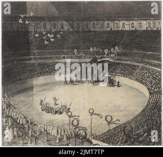 Dernburg Hermann (1868-1935), Festival House tedesco (Theater der 10.000), Berlino (07,1912): Vista prospettica dall'alto sul palco e auditorium. Matita, carbone su cartone, 67,6 x 74,8 cm (compresi i bordi di scansione) Dernburg Hermann (1868-1935): Deutsches Festspielhaus (Theater der 10,000), Berlino Foto Stock