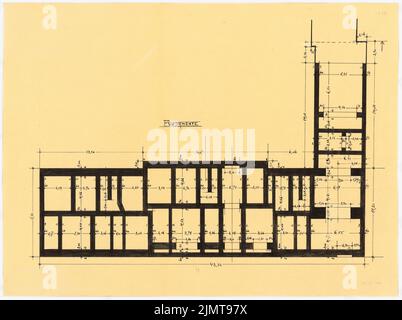 Messel Alfred (1853-1909), case operaie a Berlino-Prenzlauer Berg (1899): Piano di fondazione. Inchiostro su trasparente, 39,9 x 53,5 cm (compresi i bordi di scansione) Messel Alfred (1853-1909): Arbeiterwohnhäuser, Berlin-Prenzlauer Berg Foto Stock