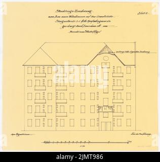 Messel Alfred (1853-1909), casa dei lavoratori a Berlino-Prenzlauer Berg (1899): View, 1: 100. Inchiostro su trasparente, 38,4 x 40,4 cm (compresi i bordi di scansione) Messel Alfred (1853-1909): Arbeiterwohnhäuser, Berlin-Prenzlauer Berg Foto Stock