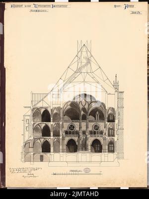 VerBeek Hans (nato nel 1873), progetto per un'università tecnica. Concorso Schinkel 1900 (1900): Sezione trasversale 1: 100. Acquerello Tusche sulla scatola, 83,8 x 65,9 cm (compresi i bordi di scansione) Verbeek Hans (geb. 1873): Technische Hochschule. Schinkelwettbewerb 1900 Foto Stock