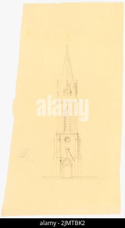 Baltzer Johannes (1862-1940), chiesa (senza dat.): Turmanicht superiore. Matita su trasparente, 43,5 x 24,9 cm (compresi i bordi di scansione) Baltzer Johannes (1862-1940): Kirche Foto Stock