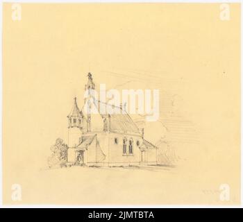 Baltzer Johannes (1862-1940), chiesa con 154 posti (senza dat.): Vista prospettica. Matita su trasparente, 18,9 x 22 cm (compresi i bordi di scansione) Baltzer Johannes (1862-1940): Kirche mit 154 Plätzen Foto Stock