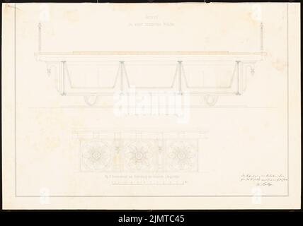 Baltzer W., ponte massiccio con passaggio della nave (senza data): Vista delle modifiche esterne, tagliato attraverso il dispositivo rotante. Acquerello Tusche su carta, 42,6 x 60,8 cm (compresi i bordi di scansione) Baltzer W. : Massive Brücke mit Schiffsdurchlass Foto Stock