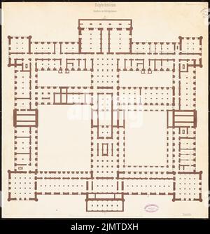 Zimmermann Carl Johannes (1831-1911), politecnico di Berlino. Schinkel Competition 1860 (1860): Piano seminterrato, scala bar. Acquerello Tusche sulla scatola, 63 x 60,3 cm (compresi i bordi di scansione) Zimmermann Carl Johannes (1831-1911): Polytechnikum, Berlino. Schinkelwettbewerb 1860 Foto Stock