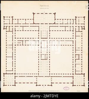 Zimmermann Carl Johannes (1831-1911), politecnico di Berlino. Schinkel Competition 1860 (1860): Pianta del piano 1st, barra di scala. Acquerello Tusche sulla scatola, 63 x 60,6 cm (compresi i bordi di scansione) Zimmermann Carl Johannes (1831-1911): Polytechnikum, Berlino. Schinkelwettbewerb 1860 Foto Stock