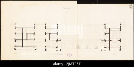 Zimmermann Carl Johannes (1831-1911), politecnico di Berlino. Schinkel Competition 1860 (1860): Taglio longitudinale con la barra graduata Hoffassade. Acquerello Tusche sulla scatola, 49,6 x 108,7 cm (compresi i bordi di scansione) Zimmermann Carl Johannes (1831-1911): Polytechnikum, Berlino. Schinkelwettbewerb 1860 Foto Stock