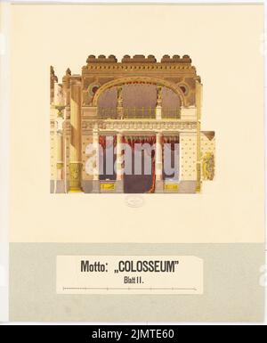 Krüger Theodor (1818-1885), Opera House on Lützowplatz a Berlino (1883): Dettaglio dell'interno. Matita acquerello bianco e oro sulla scatola, 59,2 x 48,6 cm (compresi i bordi di scansione) Krüger Theodor (1818-1885): Opernhaus am Lützowplatz, Berlino. Schinkelwettbewerb 1883 Foto Stock