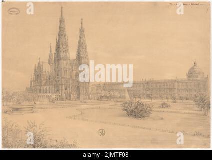 Statz Vincent (1819-1898), Cattedrale di Berlino (1868): Vista prospettica dal giardino del piacere. Acquerello a matita sulla scatola, 55,6 x 78,6 cm (compresi i bordi di scansione) Statz Vincent (1819-1898): Berliner Dom Foto Stock