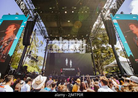 San Francisco, Stati Uniti. 07th ago 2022. Forester si esibisce al Twin Peaks Stage durante l'Outside Lands 2022 Music and Arts Festival che si tiene nel Golden Gate Bridge Park di San Francisco, California, il 7 agosto 2022. (Foto di Alive Coverage/Sipa USA) Credit: Sipa USA/Alamy Live News Foto Stock