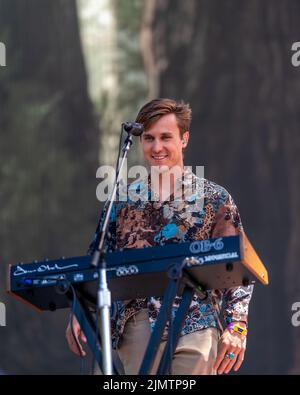 San Francisco, Stati Uniti. 07th ago 2022. Forester si esibisce al Twin Peaks Stage durante l'Outside Lands 2022 Music and Arts Festival che si tiene nel Golden Gate Bridge Park di San Francisco, California, il 7 agosto 2022. (Foto di Alive Coverage/Sipa USA) Credit: Sipa USA/Alamy Live News Foto Stock