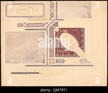 Strack Heinrich (1841-1912), Palazzo Papa Guilio a Roma (senza DAT.): Vista in sezione. Acquerello a matita sulla scatola, 26,6 x 32,9 cm (compresi i bordi di scansione) traccia Heinrich (1841-1912): Palazzo Papa Giulio, Rom Foto Stock