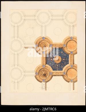 Strack Heinrich (1841-1912), campi da soffitto a Mantova (senza data): Decorazione a copertura. Inchiostro, acquerello a matita, bianco - rialzato su cartone, 37,7 x 30,5 cm (compresi i bordi di scansione) traccia Heinrich (1841-1912): Deckenfelder, Mantova Foto Stock