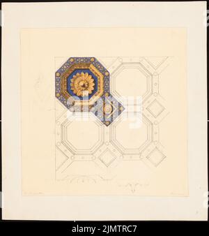 Strack Heinrich (1841-1912), campi da soffitto a Mantova (senza data): Decorazione a copertura. Inchiostro, matita acquerello sulla scatola, 30,4 x 28,7 cm (compresi i bordi di scansione) traccia Heinrich (1841-1912): Deckenfelder, Mantova Foto Stock