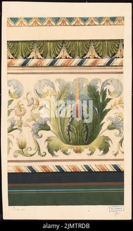 Strack Heinrich (1841-1912), decorazione del coperchio (senza dat.): Ornamento colorato del soffitto. Matita da acquarello a trasparente, 46,8 x 28,1 cm (compresi i bordi di scansione) traccia Heinrich (1841-1912): Deckendekoration Foto Stock