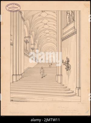 Waesemann Hermann Friedrich (1813-1879), municipio di Berlino (Rathaus Rosso). Scale Rathaus (1861-1861): Vista prospettica. Inchiostro su cartone, 35,3 x 27,5 cm (compresi i bordi di scansione) Waesemann Hermann Friedrich (1813-1879): Berliner Rathaus (Rotes Rathaus). Rathaustreppen Foto Stock