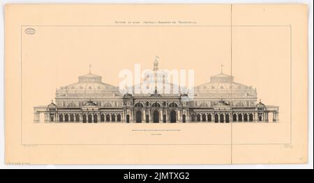 Warth otto (1845-1918), Hauptbahnhof, Francoforte sul meno: Vista frontale. Acquerello Tusche sulla scatola, 74,3 x 137,5 cm (compreso il bordo di scansione). Museo dell'architettura dell'Università tecnica di Berlino Inv. N. 17567. Warth otto (1845-1918): Hauptbahnhof, Francoforte sul meno Foto Stock