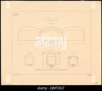 Warth otto (1845-1918), Stazione Centrale di Francoforte sul meno (1880): Confronto dimensioni con varie stazioni ferroviarie. Inchiostro colorato su cartone, 67,2 x 80,1 cm (compresi i bordi di scansione) Warth otto (1845-1918): Hauptbahnhof, Francoforte sul meno Foto Stock