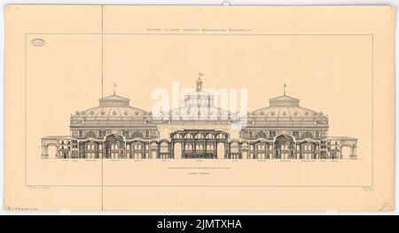 Warth otto (1845-1918), Stazione Centrale di Francoforte sul meno (1880): Sezione longitudinale dell'edificio della reception. Acquerello Tusche sulla scatola, 73,4 x 135,8 cm (compresi i bordi di scansione) Warth otto (1845-1918): Hauptbahnhof, Francoforte sul meno Foto Stock