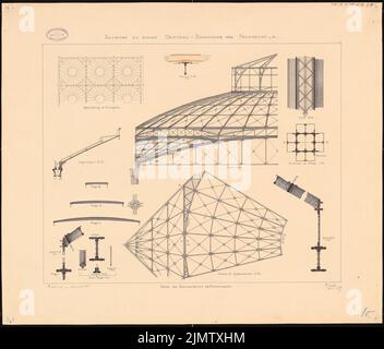 Warth otto (1845-1918), Stazione Centrale di Francoforte sul meno (1880): Dettagli della struttura del tetto. Acquerello Tusche sulla scatola, 67,7 x 79,5 cm (compresi i bordi di scansione) Warth otto (1845-1918): Hauptbahnhof, Francoforte sul meno Foto Stock