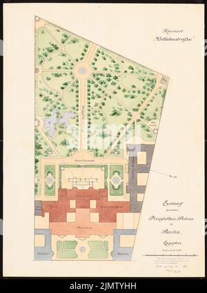 Vogel Ewald (1873), Palazzo del Principe. Concorso Schinkel 1901 (15 marzo 1901): Dipartimento 1: 500. Acquerello Tusche sulla scatola, 72,5 x 53,6 cm (compresi i bordi di scansione) Vogel Ewald (geb. 1873): Palazzo Prinzliches. Schinkelwettbewerb 1901 Foto Stock