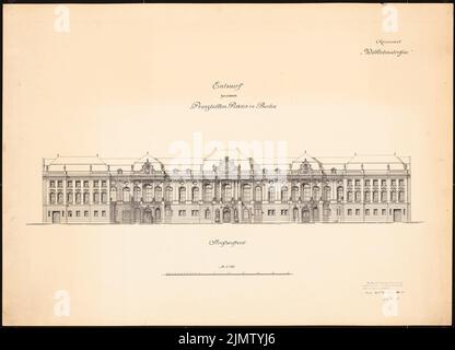 Vogel Ewald (1873), Palazzo del Principe. Concorso Schinkel 1901 (15 marzo 1901): Vista 1: 150. Inchiostro su cartone, 74 x 102,8 cm (inclusi i bordi di scansione) Vogel Ewald (geb. 1873): Palazzo Prinzliches. Schinkelwettbewerb 1901 Foto Stock