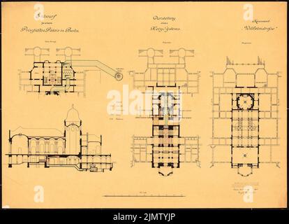 Vogel Ewald (1873), Palazzo del Principe. Schinkel Competition 1901 (15 marzo 1901): Rappresentazione di un impianto di riscaldamento. Inchiostro, colorato su trasparente, 69,9 x 96,4 cm (compresi i bordi di scansione) Vogel Ewald (geb. 1873): Palazzo Prinzliches. Schinkelwettbewerb 1901 Foto Stock