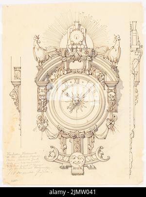 Klingholz Fritz (1861-1921), Stettiner Bahnhof a Berlino (senza data): Vista di un orologio a muro, 2 dettagli in media. Inchiostro e matita su trasparente, 48,2 x 37,8 cm (compresi i bordi di scansione) Klingholz Fritz (1861-1921): Stettiner Bahnhof, Berlino Foto Stock