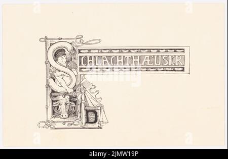 Klingholz Fritz (1861-1921), invito (1896): Viste (variante per Inv.No. 19691). Inchiostro su carta, 15,5 x 23,7 cm (compresi i bordi di scansione) Klingholz Fritz (1861-1921): Einladung Foto Stock