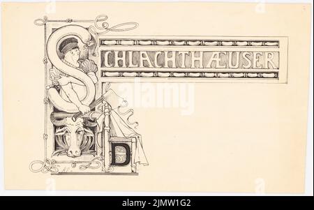 Klingholz Fritz (1861-1921), invito (1896): Viste (variante per Inv.No. 19690). Inchiostro su cartone, 24,7 x 39,5 cm (compresi i bordi di scansione) Klingholz Fritz (1861-1921): Einladung Foto Stock