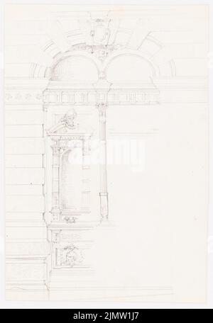 Klingholz Fritz (1861-1921), dettaglio parete (senza data): Vista prospettica. Matita su carta, 24 x 16,5 cm (compresi i bordi di scansione) Klingholz Fritz (1861-1921): Wanddetail Foto Stock