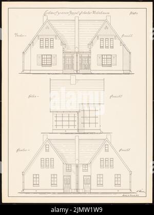 Röhlike Hans, progetto in un edificio residenziale a doppio lavoratore (01,1906): Vista. Acquerello Tusche sulla scatola, 63,7 x 48 cm (compresi i bordi di scansione) Röhlike Hans : Entwurf zu einem Doppel-Arbeiter Wohnhaus Foto Stock