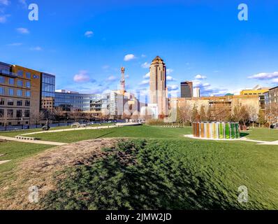 vista panoramica sul centro di des moines iowa Foto Stock