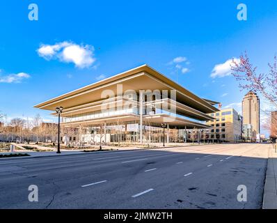 vista panoramica sul centro di des moines iowa Foto Stock