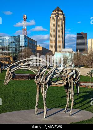 vista panoramica sul centro di des moines iowa Foto Stock