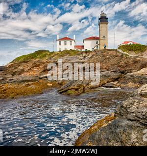 Beavertail Lighthouse Conacicut Island Jamestown, Rhode Island Foto Stock