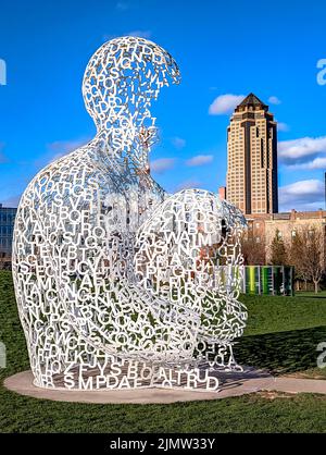 vista panoramica sul centro di des moines iowa Foto Stock