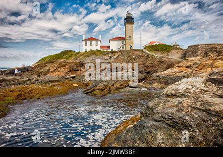 Beavertail Lighthouse Conacicut Island Jamestown, Rhode Island Foto Stock