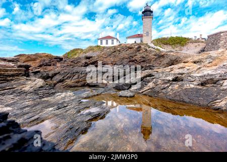 Beavertail Lighthouse Conacicut Island Jamestown, Rhode Island Foto Stock