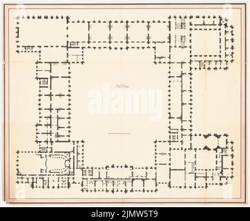 Velten Jurij Matwejewitsch (1730-1801), Palazzo d'Inverno a San Pietroburgo (ca 1765): Pianta del pavimento Belle, scala bar. Matita, inchiostro acquerello su carta, 74 x 89,2 cm (compresi i bordi di scansione) Velten Jurij Matwejewitsch (1730-1801): Winterpalast, San Pietroburgo Foto Stock