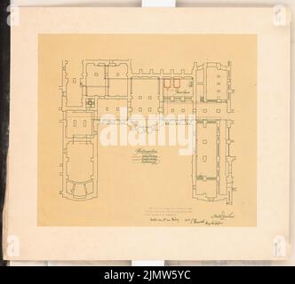Kanold Paul (1874-1946), Palazzo del Principe a Berlino. Schinkel Competition 1901 (14.03.1901): Piano seminterrato. Matita, inchiostro colorato su cartone, 47,8 x 53 cm (compresi i bordi di scansione) Kanold Paul (1874-1946): Prinzliches Palais, Berlino. Schinkelwettbewerb 1901 Foto Stock
