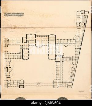 Kanold Paul (1874-1946), Palazzo del Principe a Berlino. Schinkel Competition 1901 (14.03.1901): Piano principale Grundriss. Inchiostro su cartone, 92,2 x 84,4 cm (inclusi i bordi di scansione) Kanold Paul (1874-1946): Prinzliches Palais, Berlino. Schinkelwettbewerb 1901 Foto Stock