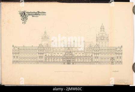 Kanold Paul (1874-1946), Palazzo del Principe a Berlino. Schinkel Competition 1901 (14.03.1901): Vista frontale. Inchiostro su cartone, 64,3 x 100,8 cm (inclusi i bordi di scansione) Kanold Paul (1874-1946): Prinzliches Palais, Berlino. Schinkelwettbewerb 1901 Foto Stock
