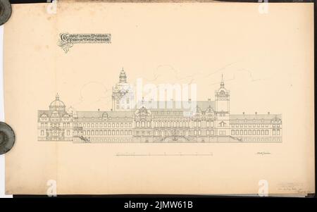 Kanold Paul (1874-1946), Palazzo del Principe a Berlino. Schinkel Competition 1901 (14.03.1901): Vista posteriore. Inchiostro su cartone, 63,1 x 101 cm (inclusi i bordi di scansione) Kanold Paul (1874-1946): Prinzliches Palais, Berlino. Schinkelwettbewerb 1901 Foto Stock